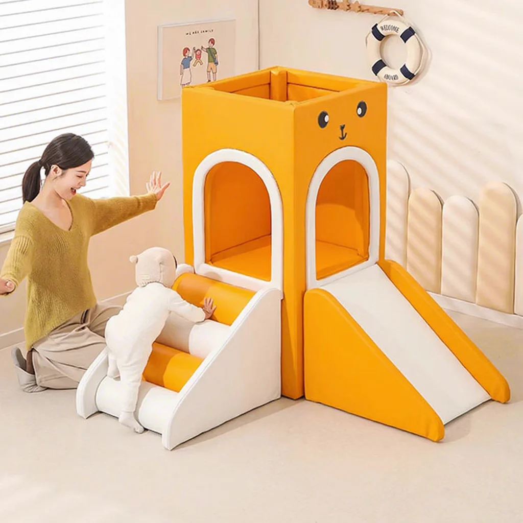 

Мягкий игровой домик Moetry из пены для малышей и детей ясельного возраста, легкая крытая игровая площадка с горкой и лазалкой для детских садов и дошкольных учреждений