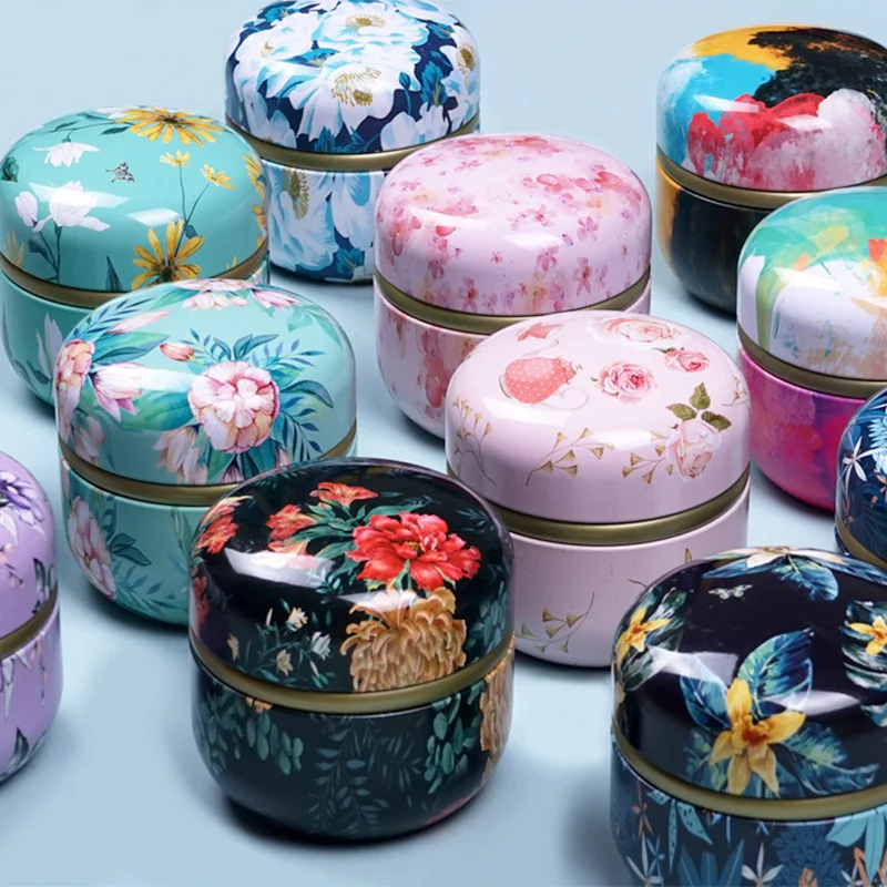 Metal Tea Cans Candy Jar Round Small Tea Canister Mini Portable Storage Boxes Packaging Teaware Coffee Snacks Small Sealed Jars