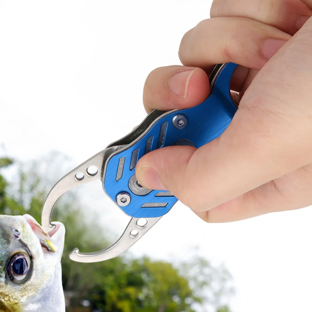 Titanium Alloy Fish Lip Gripper with Retractable Lanyard 12*3.3cm Fishing Pliers Self-Locking Mini Fish Grabber Outdoor Fishing