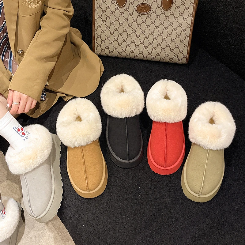 

Winter Women Short Plush Warm Snow Boots Casual Shoes New Suede Fur Chelsea Ankle Boots Flats Platform Ladies Shoes Botas