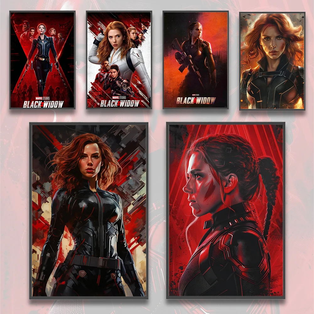 Black Widow Movie Self-adhesive Poster HD Room Decor Wallpaper Hawkeye Figures Photos Home Decoration Painting Marvel Wall Art