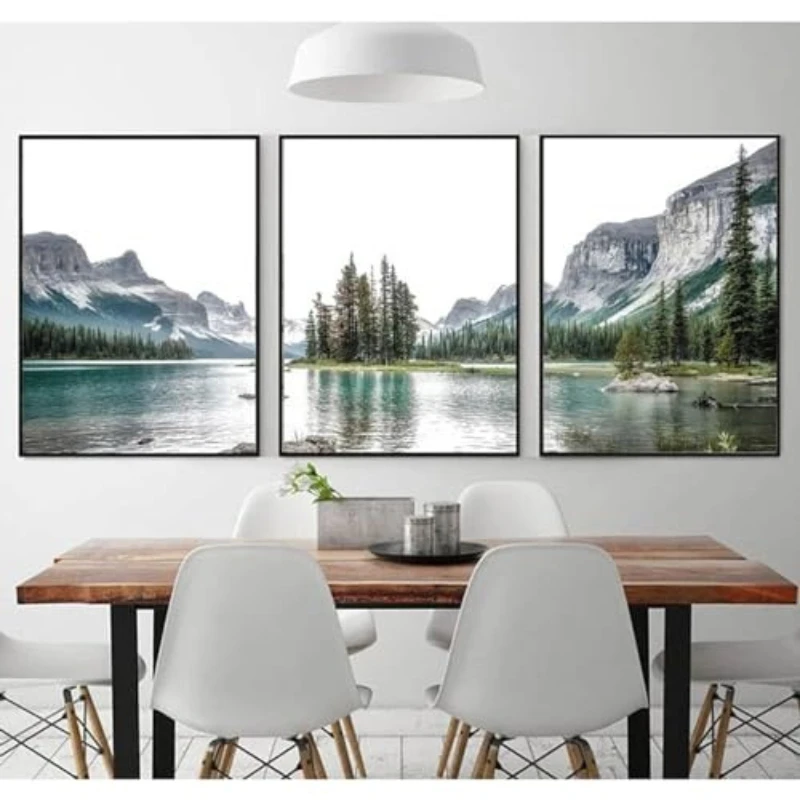 Modern foreign trade Nordic lake forest natural green landscape living room bedroom decorative painting core poster hanging pict