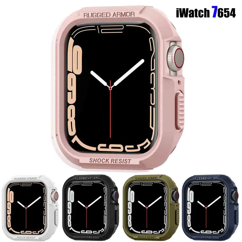 Rugged Armor watch cover for Apple Watch Case 45mm 44mm 40mm Tpu Shockproof Protective bumper iwatch 4 5 6 SE 7 8 Accessories