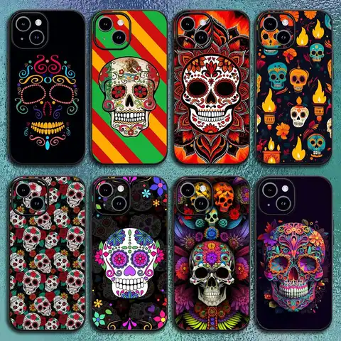 P-Pretty Mexican C-Catrina Skull Phone Case For IPhone 17 12 13 14 15 16Pro Max  Plus Classic black soft shell