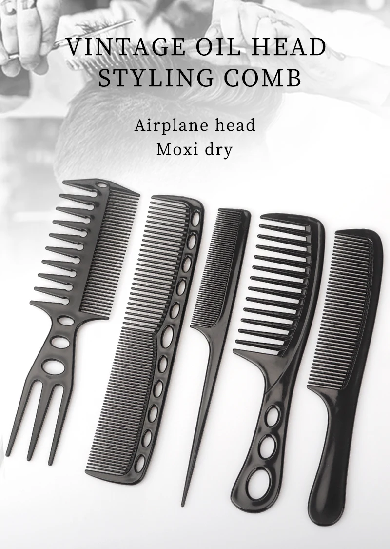6 stücke Neue Styling Friseur Männer Frauen Schönheit Salon Haar Friseur Schwarz Pinsel Kämme Haarbürste – Detail 1
