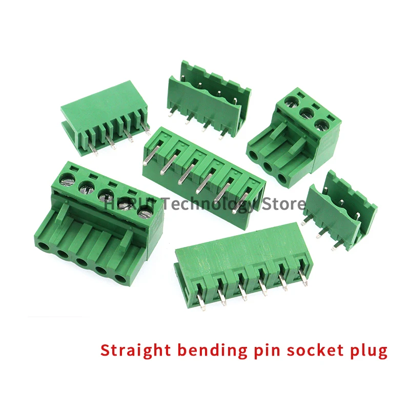 Wire connector 2 sets 5.08 mm green terminal PCB straight bending pin socket KF2EDGK plug-in type 2345678910p