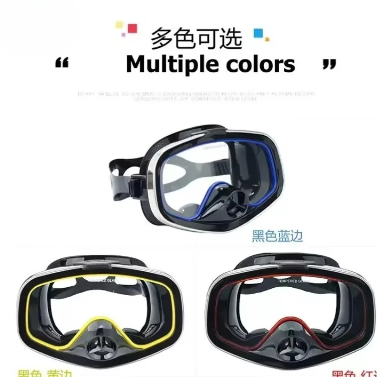 Full Face Snorkel Mask with Tempered Glass Underwater Operation Liquid Black Silicone Strap Exhaust Valve Flat Lens Diving Goggl