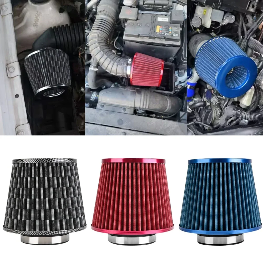 1pc 76MM 3 Inch Induction Kit Car Air Filters Cold Air Intake Filter High Flow Universal Sport Power Mesh Cone Car Accessories