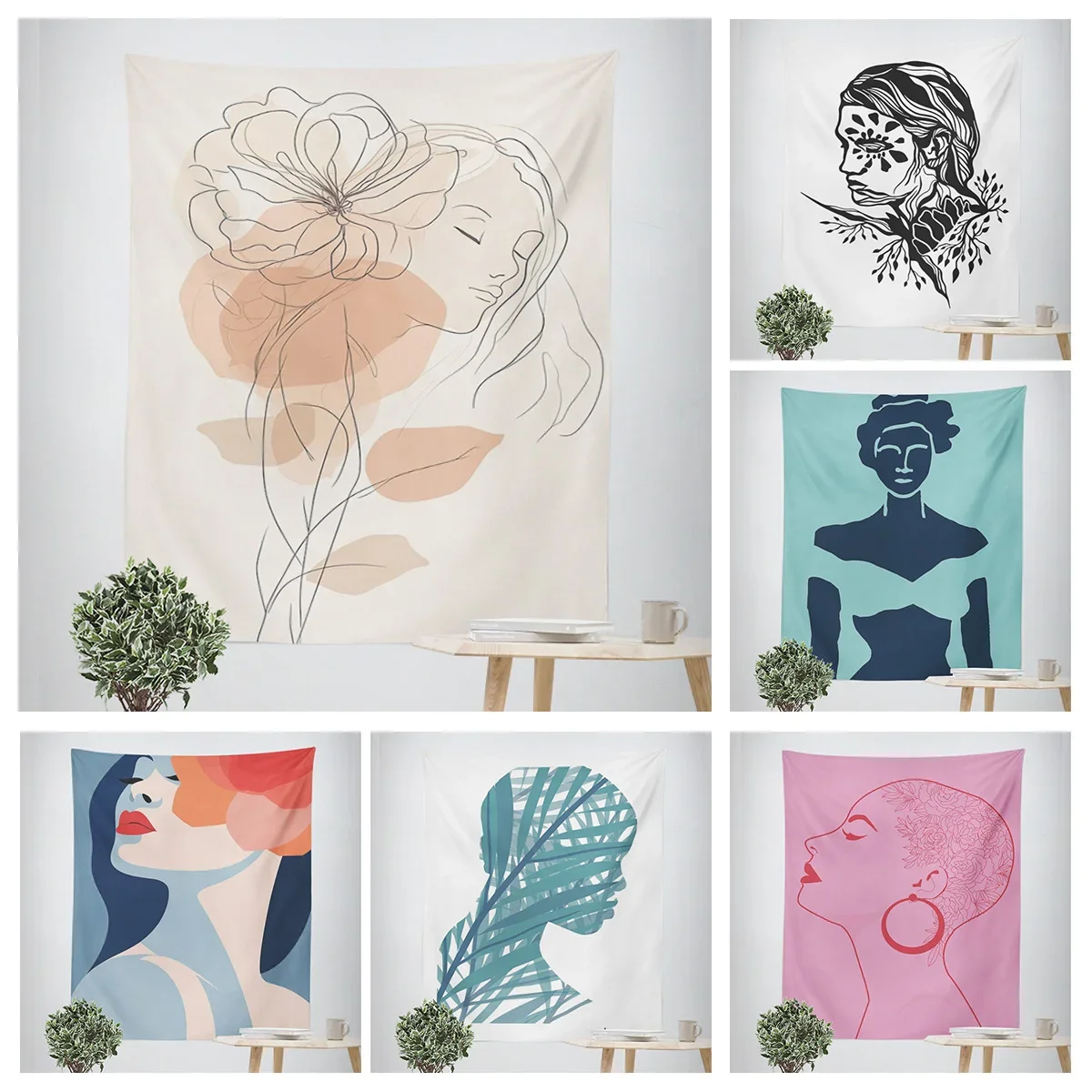نسيج صورة امرأة تجريدية - ديكور ناعم ومتين لغرفة المعيشة أو غرفة النوم. هدية مثالية لمحبي الفن المنزلي الحديث #2