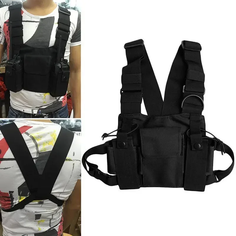 Tactical Vest Nylon Military Chest Rig Pack Holster Tactical Harness Walkie Talkie Two Way Radio Hunting Waist Pack Army Vest