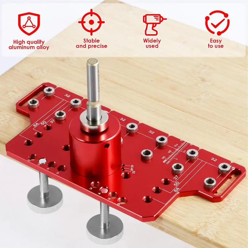 Aluminum Cabinet Hardware Jig Power Tool Accessory Jigs Aluminum Alloy Hardware Jig Pocket Hole Jig Multiple Mounting Sizes