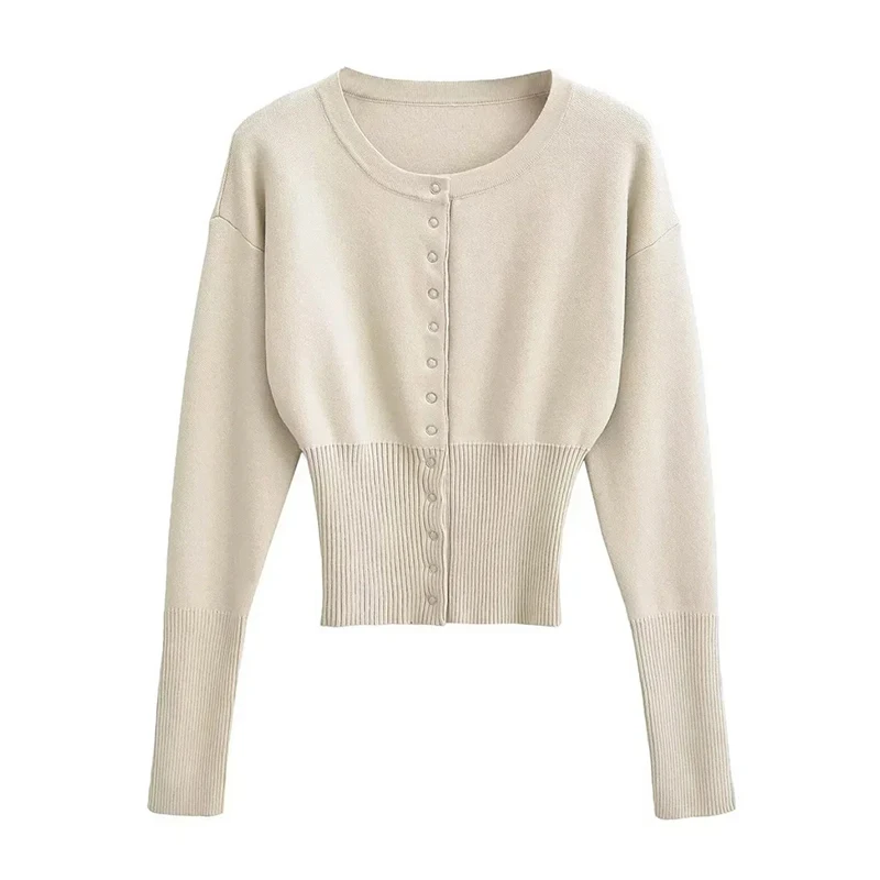 

Spring New Solid Coat Knitted Cardigan Women Single-breasted Slim Sweater Coat O Neck Long Sleeve Casual Cardigan