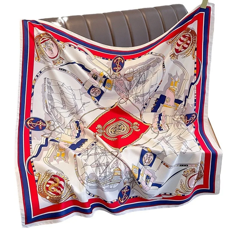 ​ ​ Lenço chique com estampa floral 2025 para mulheres, seda macia, quadrado, estilo boho, envoltório de cabeça, praia, cachecol, frete grátis ​