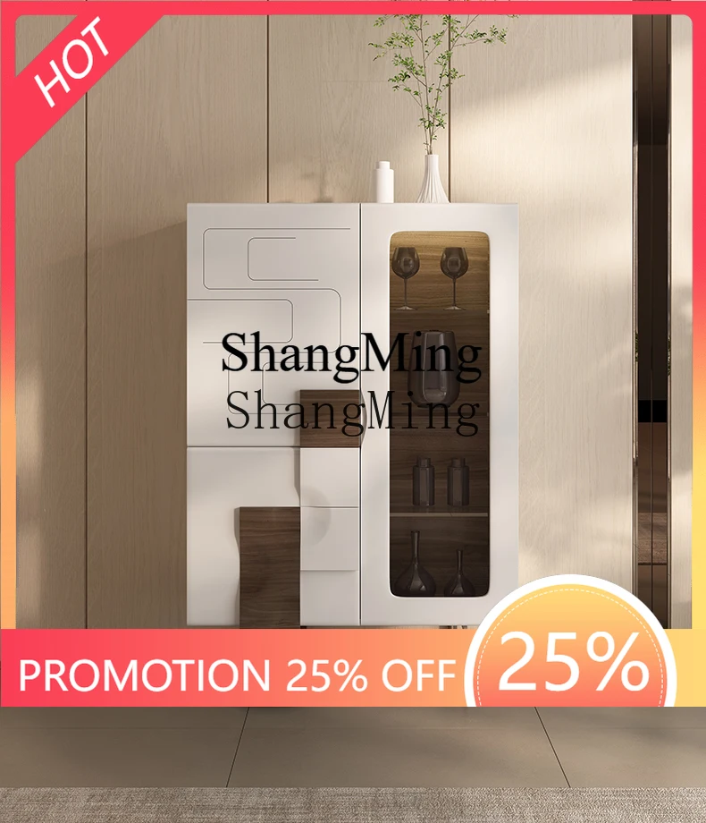

SM Modern Display Cabinet Light Luxury High-Grade Glass Living Room Household Solid Wood Sideboard