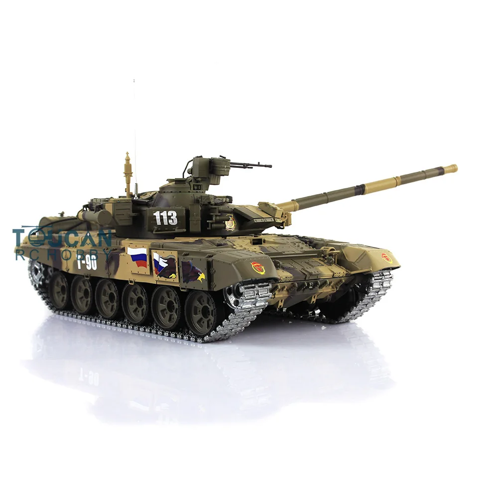 Upgraded HENG LONG RC Tank Outdoor Toys 1/16 Scale 7.0 Metal Russia T90 RTR 3938 W/ 360° Turret Rotation Model TH17847