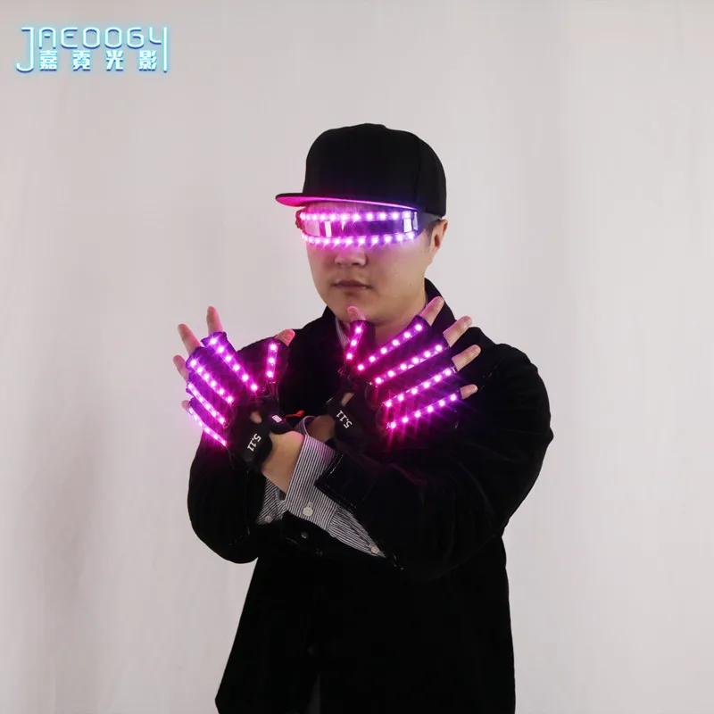 Stage Performance LED Light-emitting Gloves, Cosplay Strobe Glasses, Fluorescent Props, Bar Nightclub Party, Disco Show