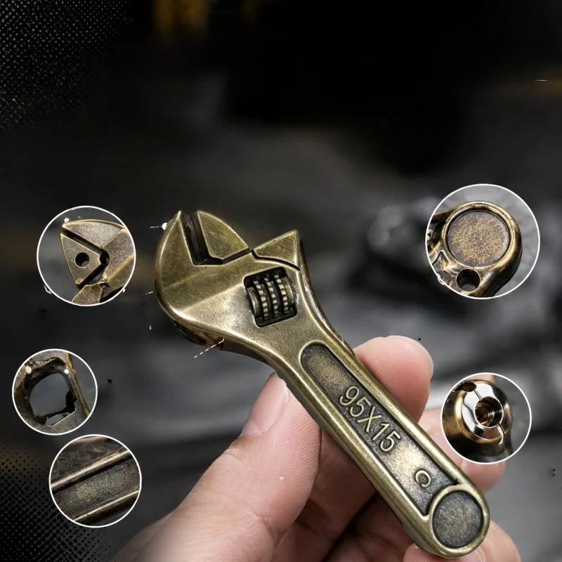 Novelty Adjustable Wrench Lighter, Polished Silver Finish, Refillable, Industrial Style Collectible Starter for Smokers