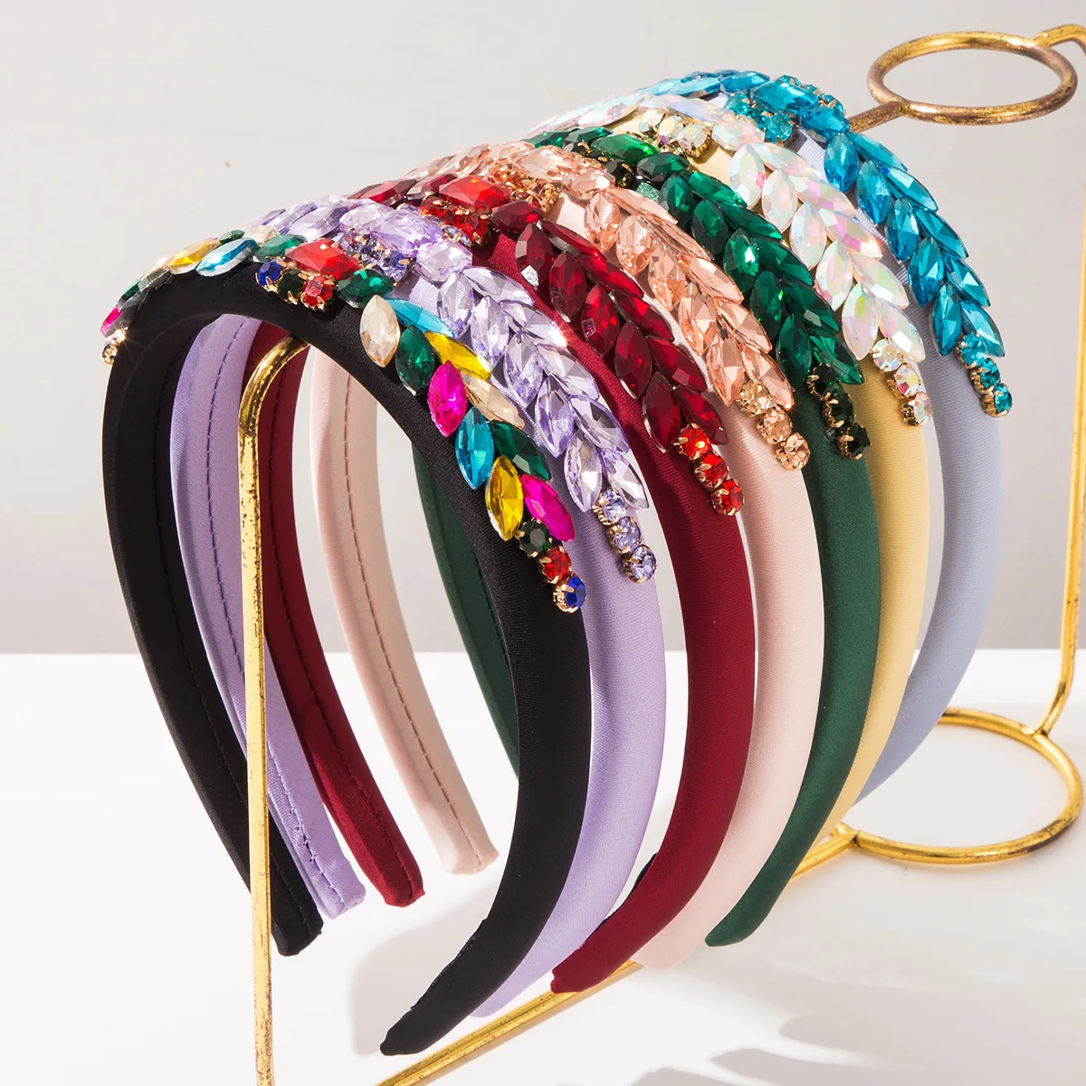 Ytterbium hair band new Japanese and Korean hot-selling geometric pattern fresh and sweet solid color water drop thin edge head