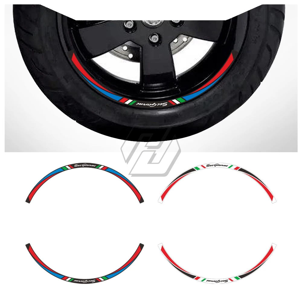 

For Piaggio Vespa GTS 300 Sei Giorni II Edition Rim Decals Scooter 12" Wheel Reflective Sticker Set