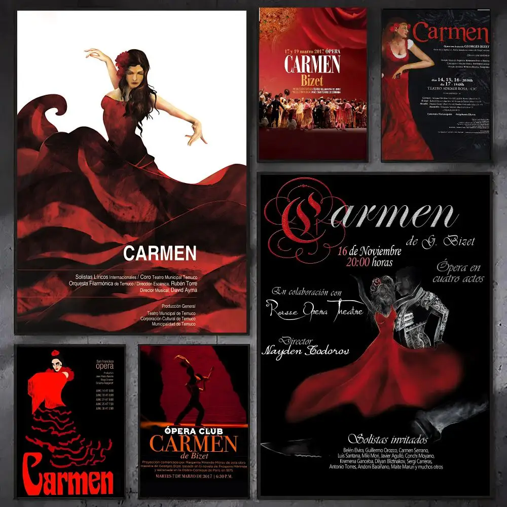 opera Carmen Trendy Classic hot HD Self-Adhesive Waterproof Art Poster Room Decor, New Arrival On Sale