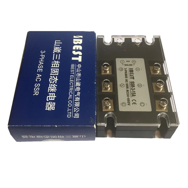 IBEST 15A 3 Three-Phase DC 5V 12V 24V Input Control AC 220V 380V 480V 660V CE Approved SSR Solid State Relay