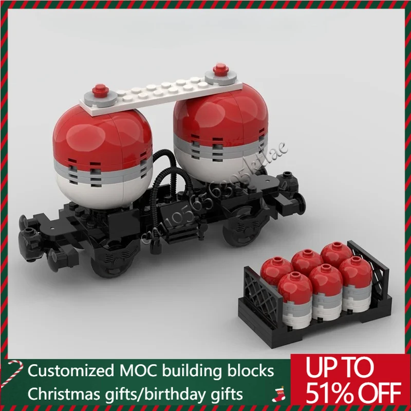 

113 Parts MOC Blocks Twin Tank Rail Tanker Wagon Model Assemble Bricks Educational Creative Christmas Toy Kid Collection Gifts