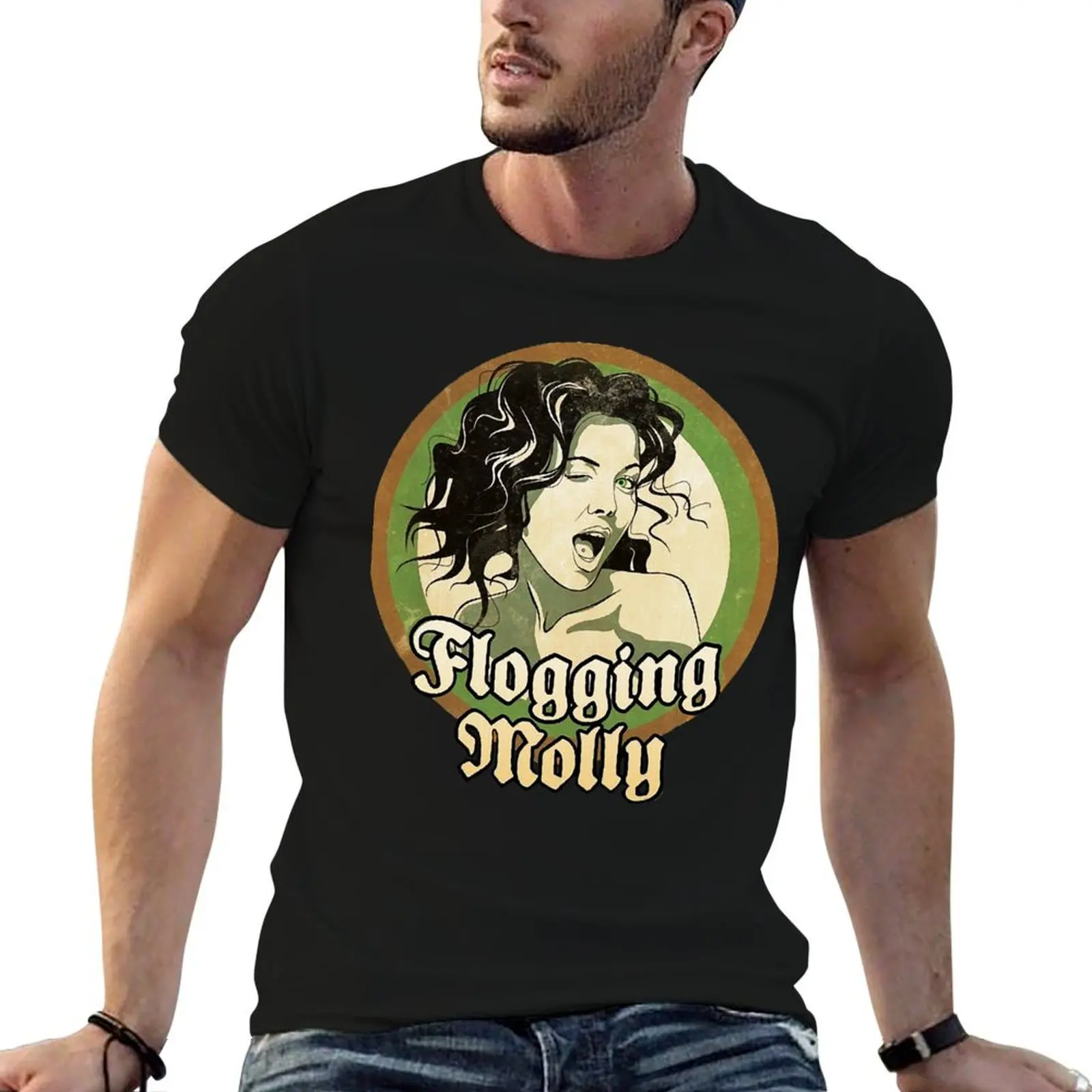 

Day Gifts Flogging Molly Girl Green Background Cool Gift T-Shirt man t shirt summer t shirts for man graphic vintage T-Shirt