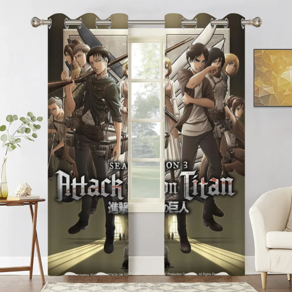 

Wings of Liberty Attack on Titan Retro 2 PC Blackout Windows Curtain for Living Room Bedroom Bathroom Curtains