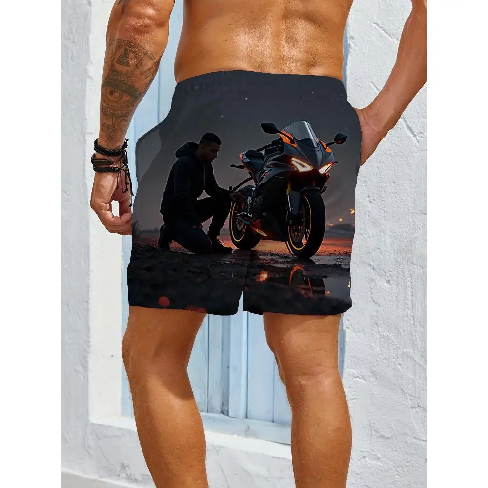 1pcs Men's Short swim trunks2026 Summer 3D Printed Short sleeve running New pants Quick drying Breathable Polyester