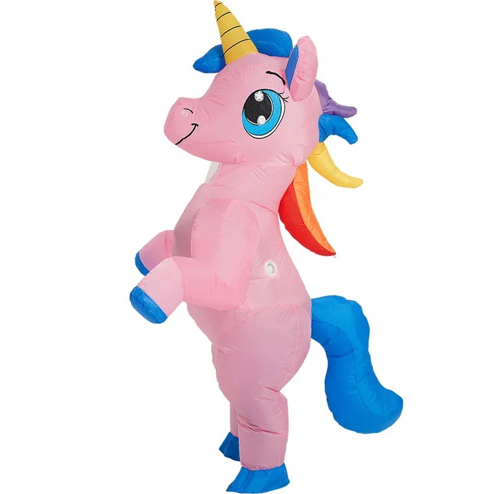 

Pink Unicorn Inflatable Costume Adult Kids Rainbow Halloween Costumes for Wommen Men Adult Carnival Mascot Christmas Cosplay