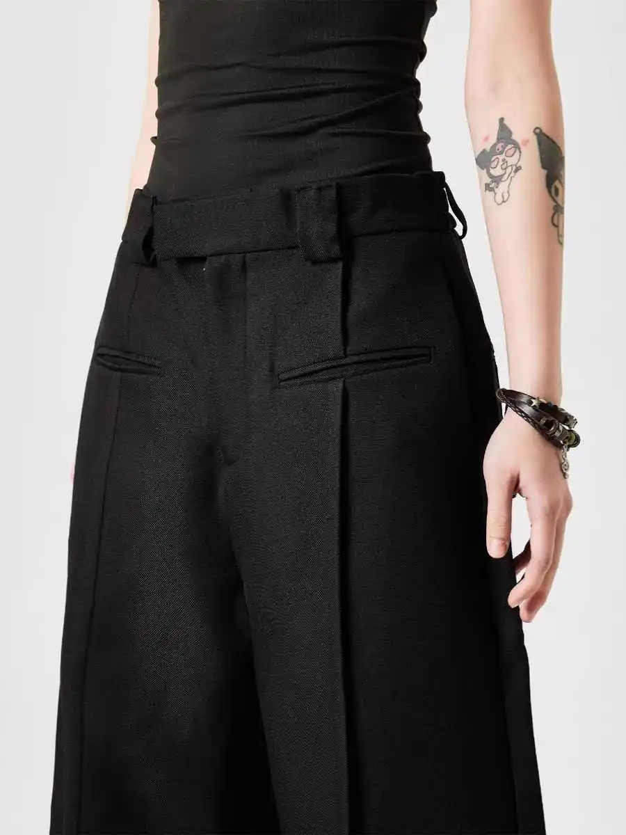 ผู้หญิงสีดํา Goth Baggy กางเกง Oversize Urban ชุดกางเกง Harajuku ญี่ปุ่น 2000s สไตล์ Y2k Emo Vintage Urban ชุดกางเกง 2025