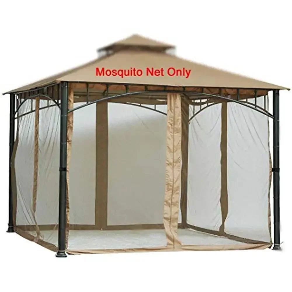 

10x10 Gazebo Replacement Mosquito Netting Panels Set of 4 Fine Polyester Mesh Blocking Flies Mosquitos Easy Entry/Exit Secure