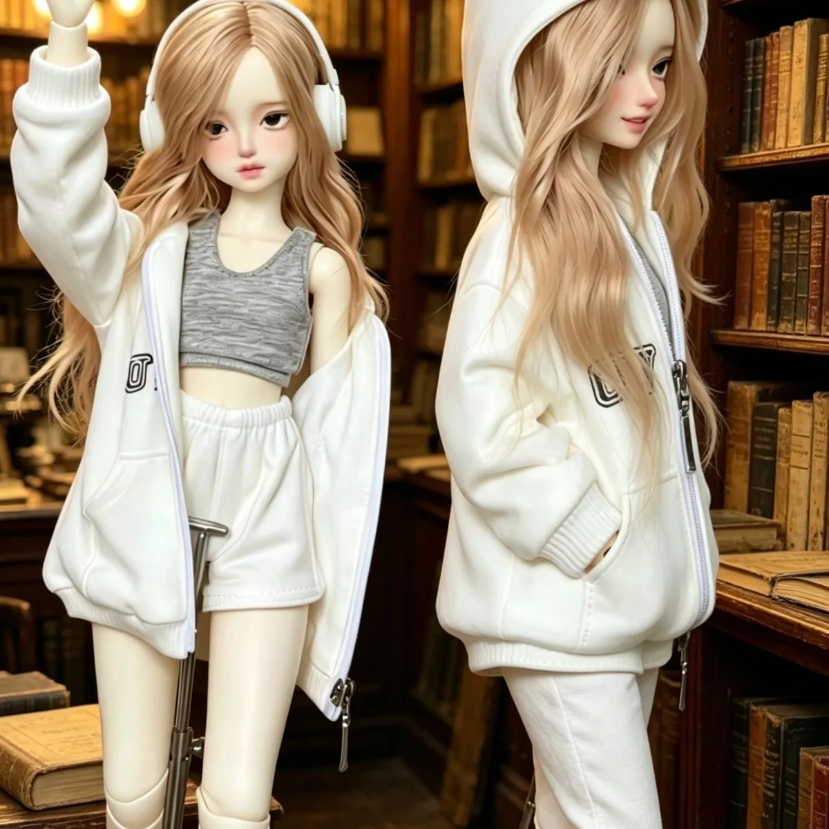 （customization 30day）BJD doll clothes suitable for 1/4 1/6 size hooded sweatshirt pants clothing set doll accessories (3 points) 4