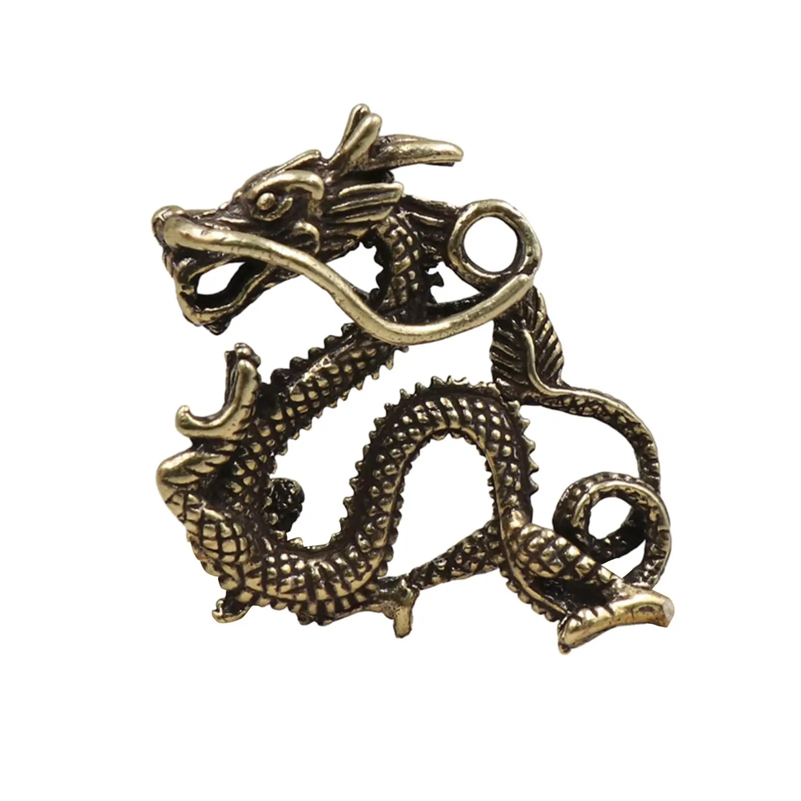 Brass Mini Chinese Dragon Pendant Figurine Lovely Traditional Decoration for Home or Office Decorative House Warming Gift