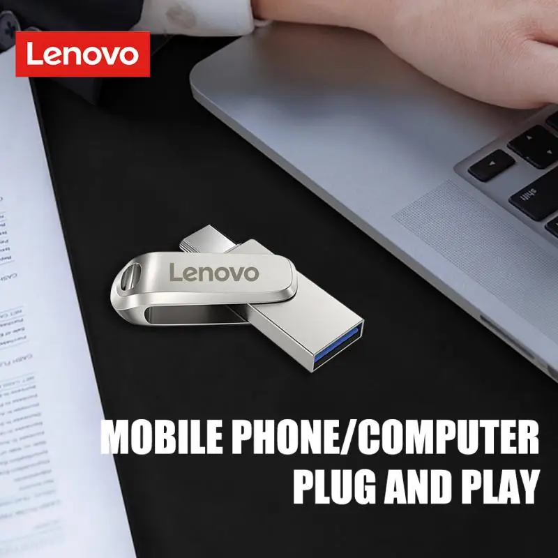 Lenovo-Pen Drive Original, 128GB, 256GB, memoria USB 3,0, 2TB, tipo C, alta velocidad, resistente al agua, disco U de 1TB