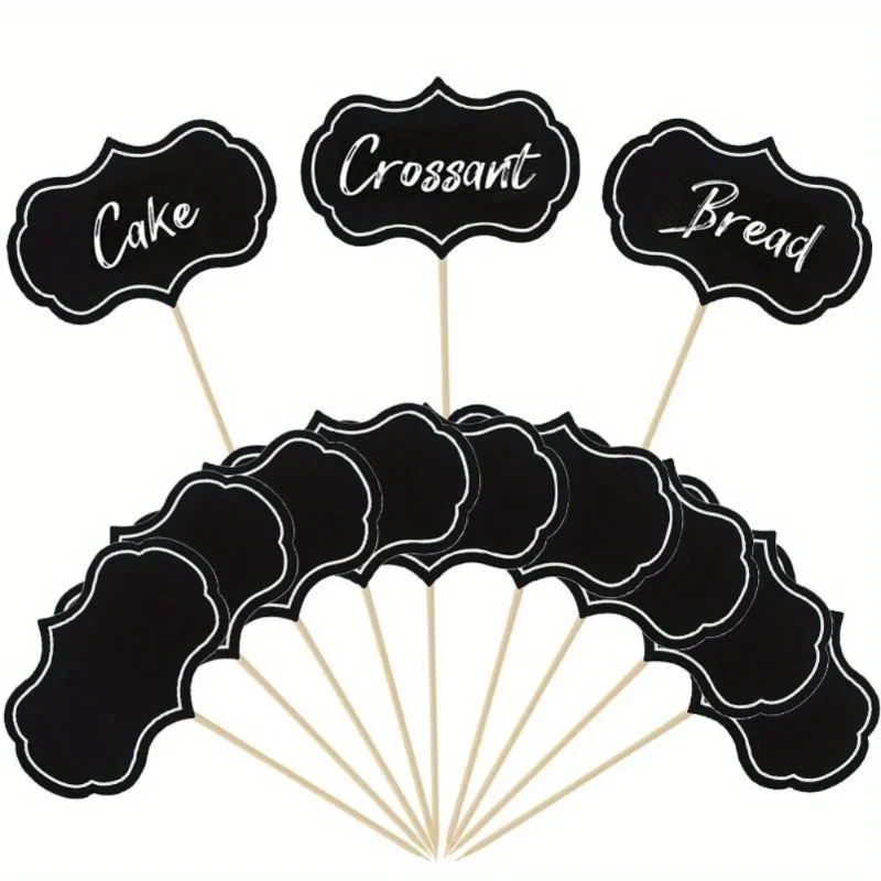 24 pçs quadro em branco cupcake topper comida buffet etiqueta sinais sobremesa bolo topper palito decorações de festa de casamento