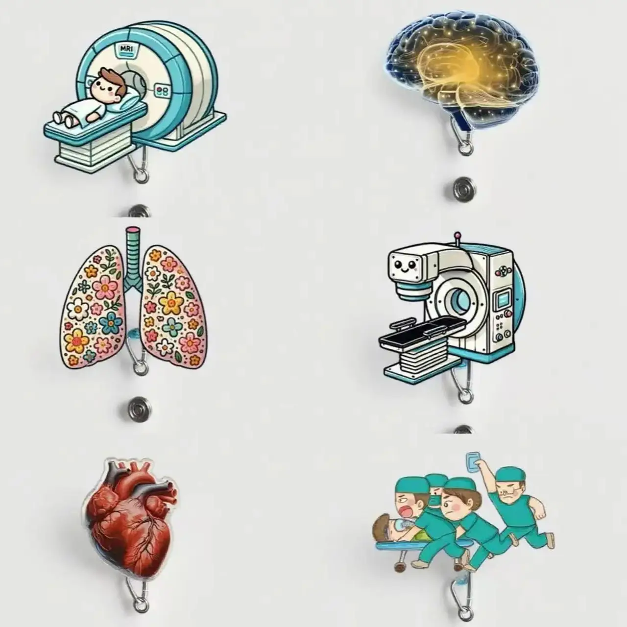 1 pièce de bobine de badge d'infirmière rétractable en acrylique 2D avec pince crocodile et rotation à 360 degrés, conception de personnage médical mignon, adaptée aux étudiants en soins infirmiers, Rns, Lpns, médecins – Porte-badge d'identification durable, facile à assembler