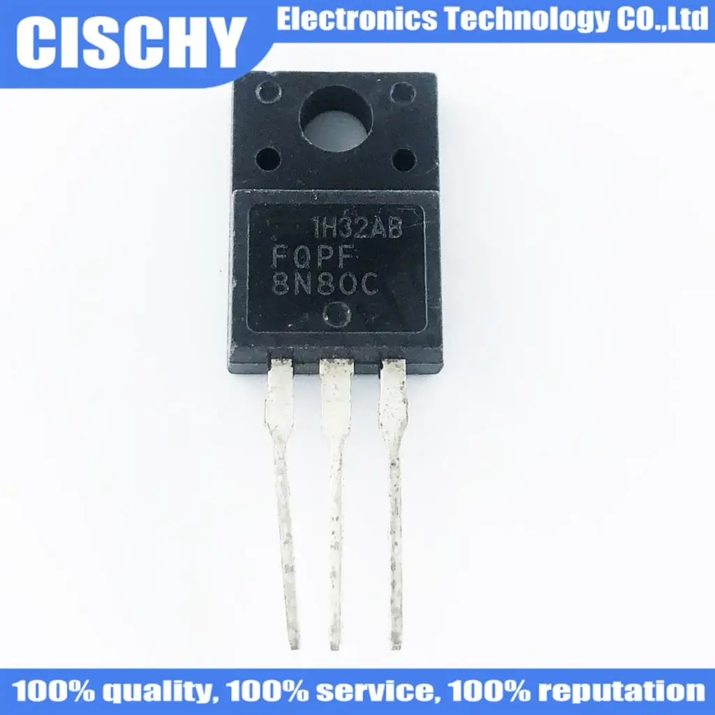 10PCS/lot FQPF8N80C 8N80C 8N80 TO-220 MOS FET tr original In Stock