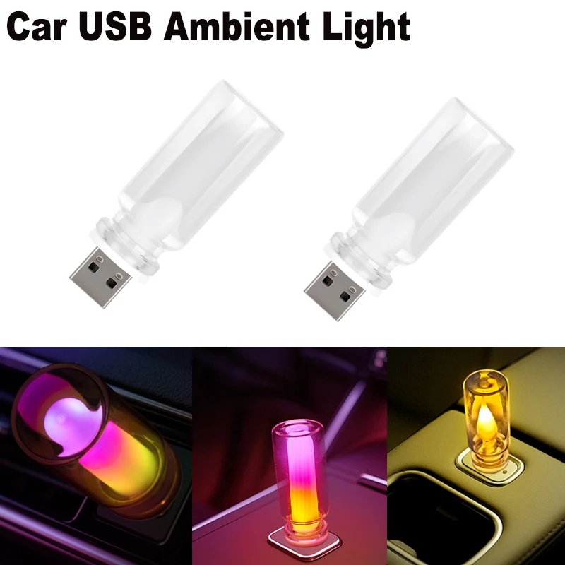 Car USB Night Light Touch Dimmable LED Filament Lamp Portable Lighting Plug and Play Decorative Atmosphere Light Auto Interior