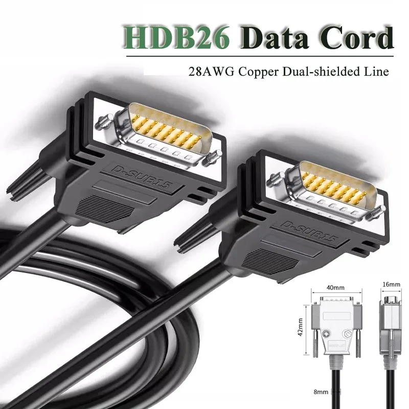 DB26 Extension Wire HDB26 Data Cord 3 Rows DB 26Pin Male to Male to Female Connection Line 28AWG Copper Dual-shielded Cables
