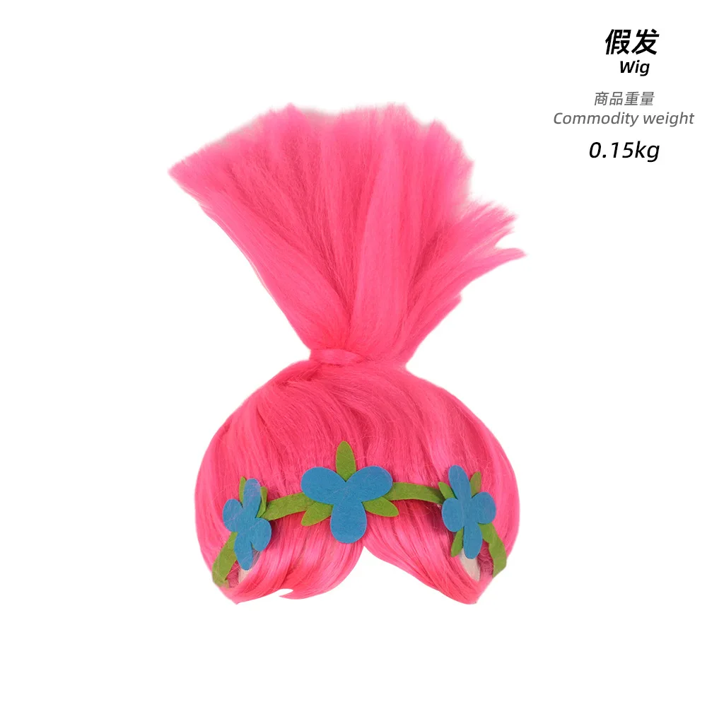 Magical Princess Poppy Costume Fancy Girls Outfits Blue Dress Pink Wig Adult Kids Halloween Carnival Birthday Party Cosplay Suit - view 6