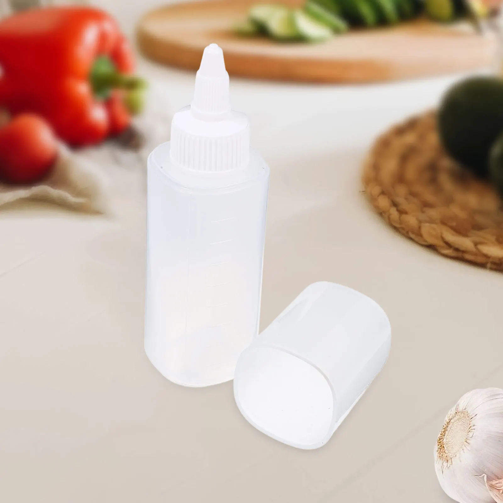 

2pcs Portable Squeeze Bottles Reusable Condiment Sauce Oil Vinegar Dispenser Kitchen Tools For Dressing Honey Syrup Ketchup