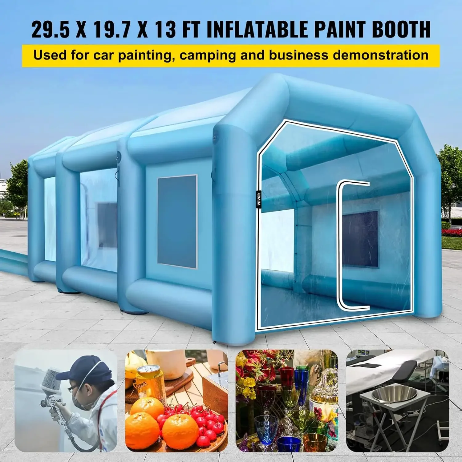 Inflatable Paint Booth, 29.5x19.7x13 ft Spray Paint Booth, with 2 Powerful Blowers Inflatable Spray Booth with Air Filter System