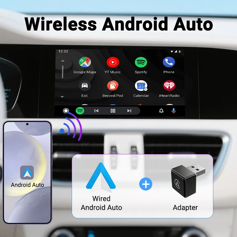 2in1 Wired To Wireless Carplay Smart DongleWireless Android Auto Adapter 5G WIFI For iphone Android Phone For FIAT MG Kia Audi