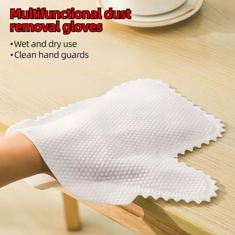 10/50pcs Non-woven Dust Cleaning Gloves Reusable Fish Scale Cleaning Duster Gloves Household Kitchen Cleaning Tool