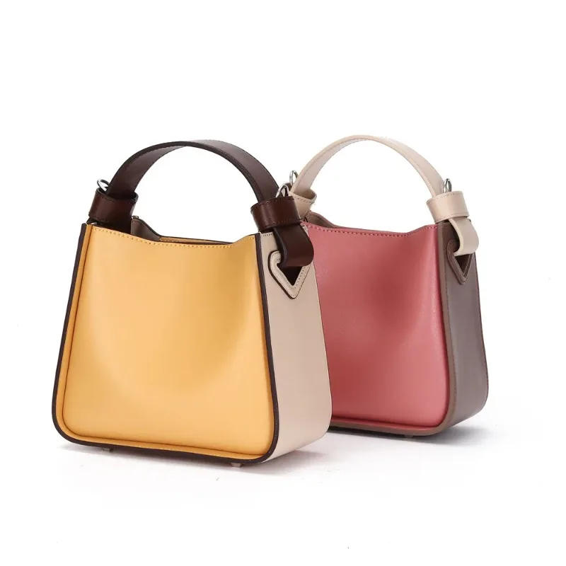 2023 New Genuine Leather Women's Bag Water Bucket Bag Single Shoulder Oblique Straddle Bag