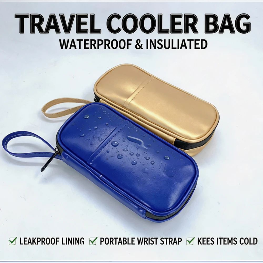 Insulin Cooler Travel Bag with 4 Ice Pack  PU Waterproof Medicine Organizer Bag Insulin Cooling Bag for Diabetics view 5