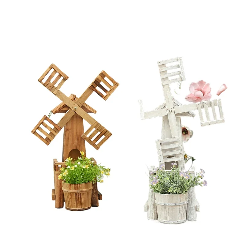 

Solid wood windmill ornaments, micro-landscape garden garden decoration creative Mori decoration