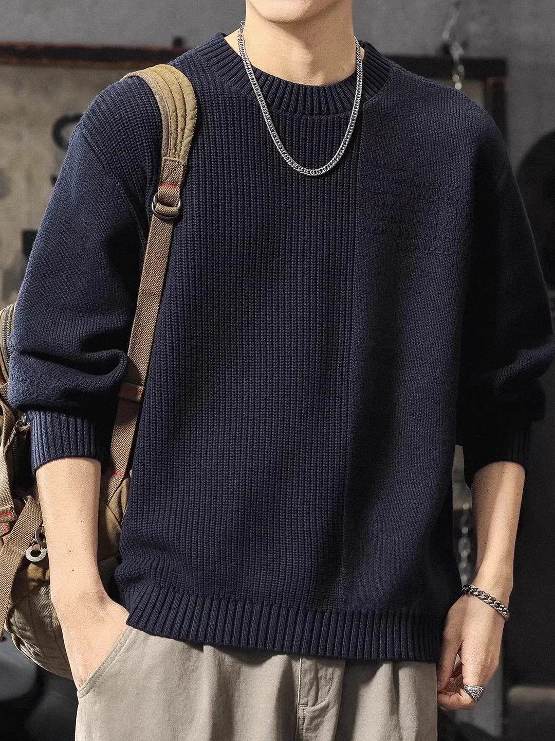 

Loose Fit Thiened Knitted Sweater Men's Lazy Sle Winter Top Zipper Closure Soft Comfortable Long Sve round Ne Warmth