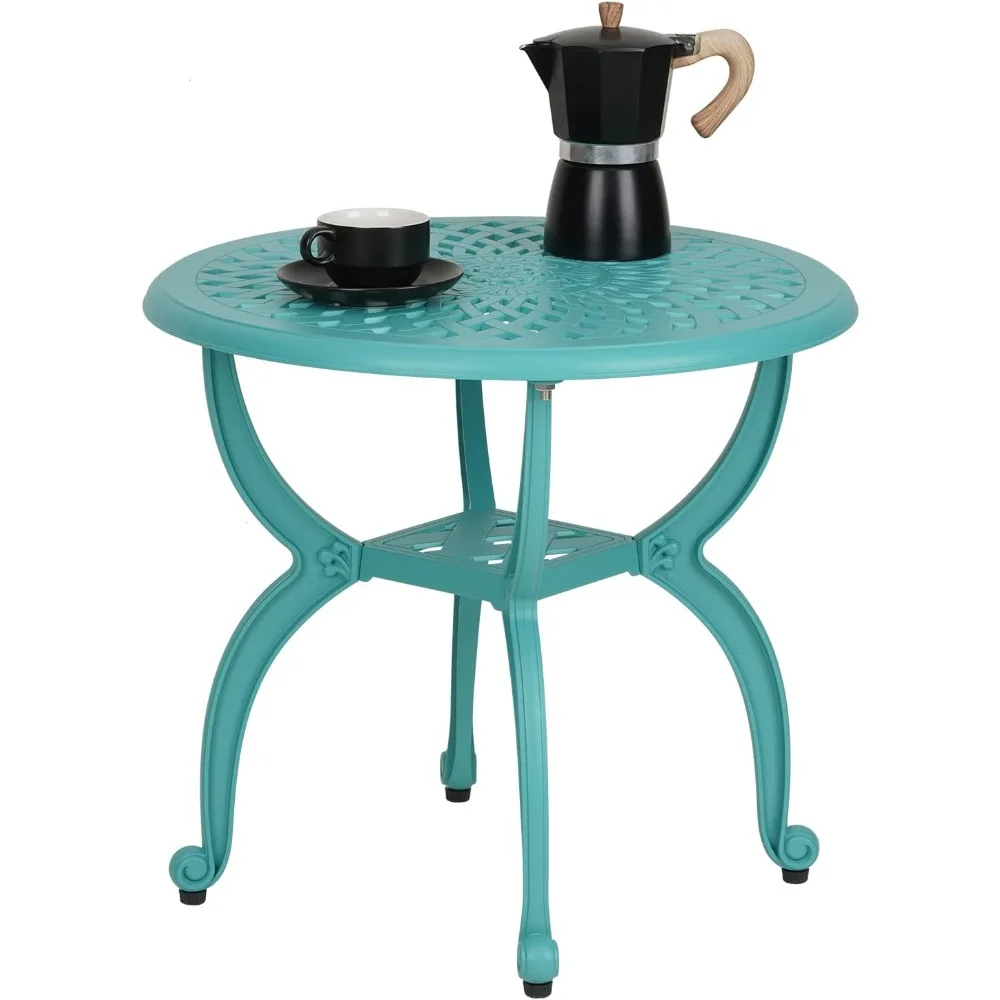 Cast Aluminum Outdoor Side Table,Anti-Rust Outdoor End Table,Patio Coffee Bistro Table for Indoor,Garden,Porch,Balcony